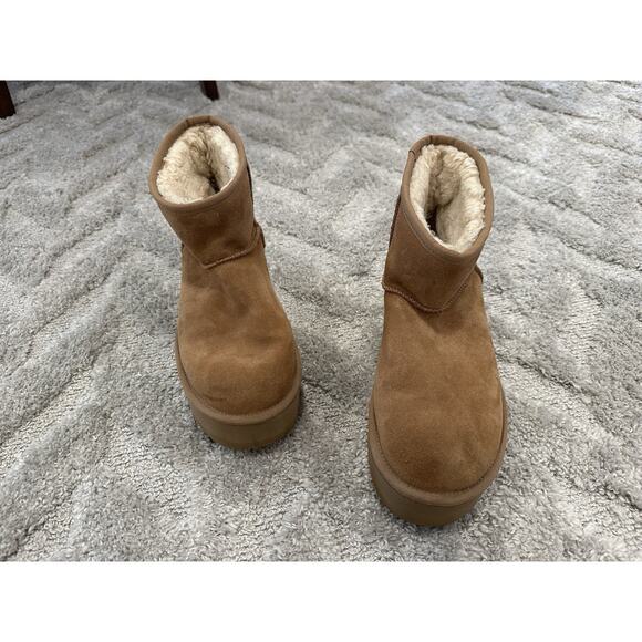 Ugg Classic Platform Mini Booties in Cognac Chestnut Sz 10 USED - Picture 1 of 10